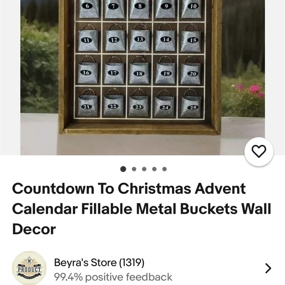 Countdown/Advent calendar fillable metal bucket on wood frame-XMAS/trip/event - Picture 13 of 14